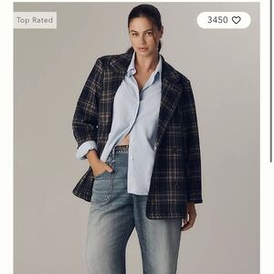 Avec Les Filles double breasted knit plaid blazer